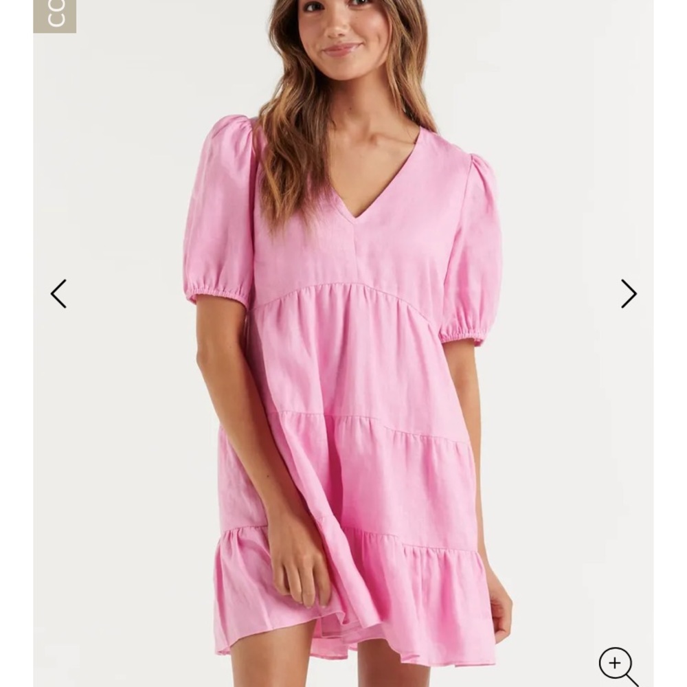 Pink Puff Sleeve Mini Dress